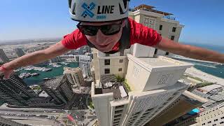 XLINE Dubai Zipline 2024  Dubai Marina worlds longest urban zip line [upl. by Eudora]