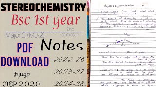 Stereochemistry Bsc 1st year 2nd semester chemistry notes vbu fyugp 202327 202428 202226 [upl. by Sigler]