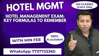 Hotel Management Exam Key Formulas to Remember [upl. by Eiltan]