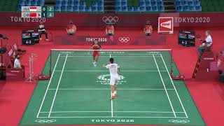 CHEN LONG VS ANTHONY S GINTING SEMI FINAL MENS SINGLES OLIMPIC TOKYO [upl. by Petigny]