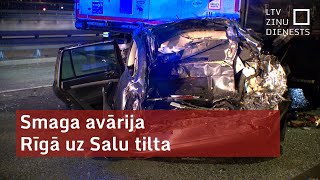 Smaga avārija Rīgā uz Salu tilta [upl. by Nnylecoj]