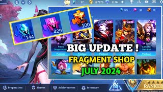 July Fragment Shop Update  Next Fragment Shop Update July 2024  Mobile Legends ✓ [upl. by Soiritos]