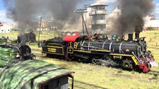 cuatro de las locomotoras a vapor del Tren de la Sabana juntas [upl. by Latsyek811]