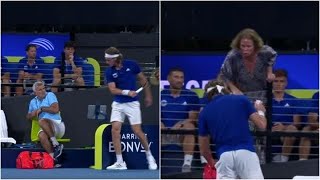 Full Footage Of Stefanos Tsitsipas Hurting His Father  Brisbane 2020 [upl. by Nalyak456]