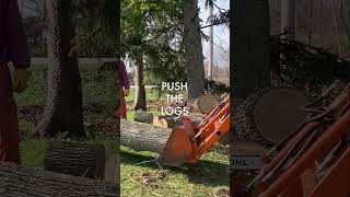 Load logs onto a trailer using small equipment treework chainsaw sawmill stihl kubota [upl. by Anavas]