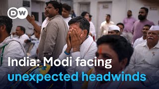 India elections How Modi’s party looks to be doing worse than it expected  DW News [upl. by Nymassej]