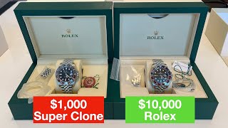 1000 Super Clone vs Rolex GMT Master 2 Pepsi  How to spot a fake Rolex Watch [upl. by Ynafit948]