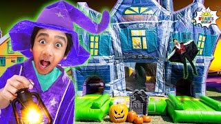 Giant Halloween Haunted Bounce House Challenge Learn Elasticity [upl. by Younger]