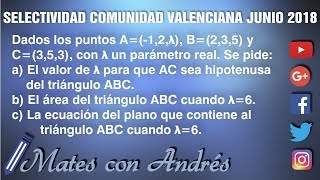 Examen selectividad Comunidad Valenciana Junio 2018 Matemáticas II Opción A2 Geometría [upl. by Slohcin]