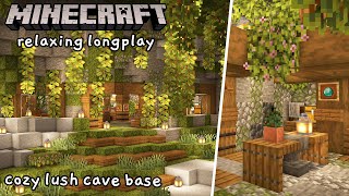 Minecraft Relaxing Longplay  Building a Cozy Lush Cave Base No Commentary 118 [upl. by Kerekes891]