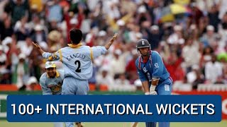 100 Wickets and EPIC Celebrations of Sourav Ganguly  Brilliant Bowling [upl. by Naesed]