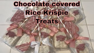 Chocolate dipped Rice Krispie treats  How to video  diy party treats [upl. by Atiuqam362]