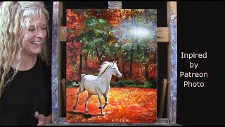 Learn How to Draw amp Paint with acrylics quotAUTUMN HORSEquot Easy Fall Art TutorialPaint and Sip at Home [upl. by Quillon]