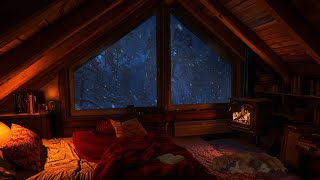 Cold snowstorm in a snug attic room  Freezing Blizzard Sounds While Sleeping [upl. by Hedelman]