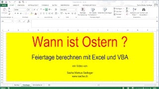 Feiertage berechnen mit Excel und VBA [upl. by Bohun]