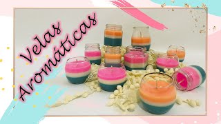 Como hacer VELAS aromáticas de cera de soja con colores [upl. by Wandie]