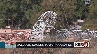 Hot air balloon knocks over radio tower near Balloon Fiesta Park [upl. by Ralina]