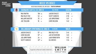 Barnard Castle CC 3rd XI v Billingham Synthonia CC 3rd XI [upl. by Mariand]