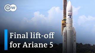 Europes Ariane 5 rocket lifts off for its final flight  DW News [upl. by Helse288]