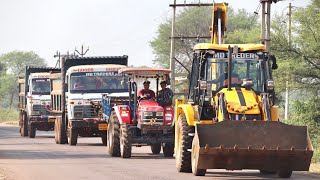 JCB 3dx Backhoe Machine Loading Red Mud in Mahindra Tractor and Tata 2518 Truck [upl. by Jaimie]