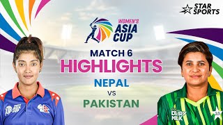 NEPvPAK Womens Asia Cup Highlights  Pakistan bounce back with a win  WomensAsiaCupOnStar [upl. by Currey417]