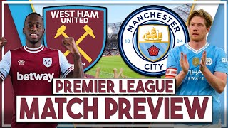 West Ham v Man City Preview  ‘Lopetegui won’t drop Soucek so Bowen could be striker’ [upl. by Nelon]