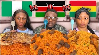 NIGERIA vs KENYA vs GHANA We Tried Other African Countries Jollof rice Pilau rice MUKBANG [upl. by Camilia]