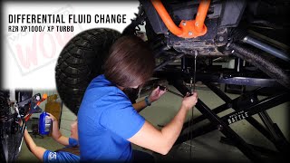 How to change front differential fluidoil in Polaris RZR XP Turbo  XP 1000 [upl. by Atnauqahs847]