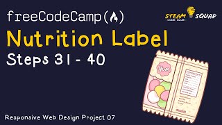 FreeCodeCamp  Responsive Web Design  Nutrition Label  Steps 31  40 [upl. by Ennairek]