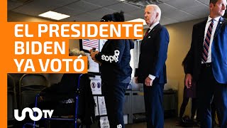 El presidente de EU Joe Biden vota en las Elecciones Presidenciales de 2024 en New Castle [upl. by Yendor540]