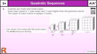 Quadratic sequences GCSE Maths revision Exam paper practice amp help [upl. by Varini806]