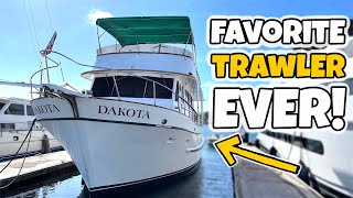 TRAWLER TOUR Full WALKTHROUGH of SPECTACULAR 61foot Davis Trawler Yacht [upl. by Aleet]