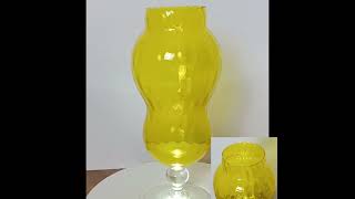 Vintage Hand Blown Ruffled Canary Yellow Empoli Italy Glass Vase [upl. by Grange]