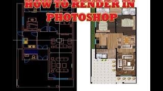 Stepbystep floor plan render With Photoshop  Texturing floor plans in Photoshop [upl. by Sacksen973]