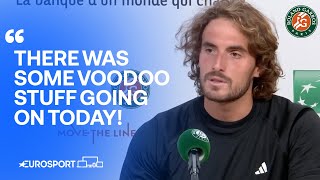 Stefanos Tsitsipas immediate reaction after French Open elimination to Carlos Alcaraz 💔 [upl. by Asset]