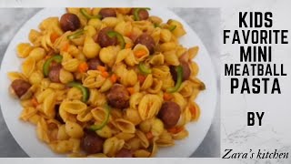 Meatball Pasta By Zaras Kitchen Kids Favorite Mini Meatball Pasta [upl. by Sirap507]