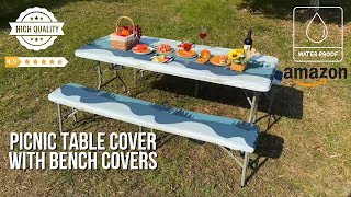 Picnic Table Cover with Bench Covers Camping Essentials [upl. by Ittocs730]