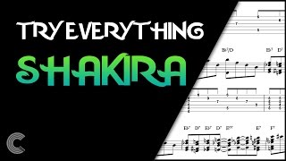 Bass  quotTry Everythingquot  Shakira Sheet Music Chords and Vocals [upl. by Duax577]