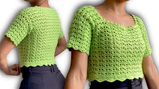 Descubre esta blusa tejida en crochet paso a paso [upl. by Elleirda]