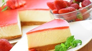 CHEESECAKE fredda alle FRAGOLE senza cottura  Easy no bake STRAWBERRY CHEESECAKE recipe [upl. by Gemini]