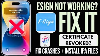 Fix ESign App Issues Solve Crashes amp Install IPA Files on iPhone amp iPad Without Jailbreak [upl. by Durston]