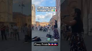 busking pinoy talent italy [upl. by Enelhtac281]