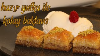 kolay baklava tarifi  hazır yufka ile çıtır çıtır tam kıvamında baklava tarifi  cevizli baklava [upl. by Pell]