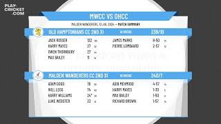 Malden Wanderers CC 2nd XI v Old Hamptonians CC 2nd XI [upl. by Ellinet310]