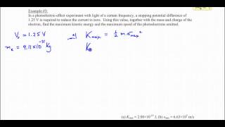 Chapter 29 Example 3 Photoelectric Effect Stopping Potential [upl. by Ecienaj]