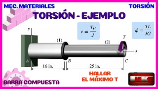 TORSION Y ANGULO DE GIRO EN BARRAS COMPUESTAS EJEMPLO 👨‍🏫 [upl. by Acireh]