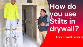 How to use stilts 🪜howto construction drywall diy [upl. by Buehrer]