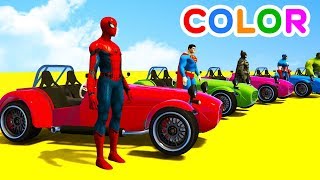 Learn Color Big Bus amp Cars  Superheroes Cartoon Animation for Babies amp Kids Nursery Rhymes [upl. by Udall328]