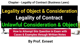 Legality of Object and Consideration  Unlawful Consideration and Object  in Hindi  CA Foundation [upl. by Norvol]