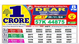 NAGALAND Lottery SAMBAD DEAR EVENING 8 PM RESULT TODAY 25112024 STATE DEAR LOTTER [upl. by Atikcir]